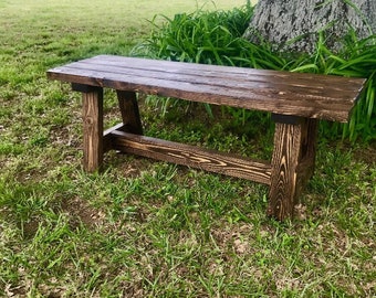 Handmade solid wood bench,Rustic Bench, Farmhouse Bench, Entryway Bench, Wood Bench, Handmade Wooden Bench, Indoor/Outdoor Furniture