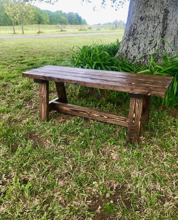 Banco de madera maciza hecho a mano, Banco rústico, Banco de granja, Banco  de entrada, Banco de madera, Banco de madera hecho a mano, Muebles de