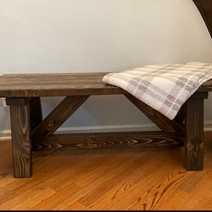 Handmade Rustic Wooden Bench: Farmhouse Entryway Seating