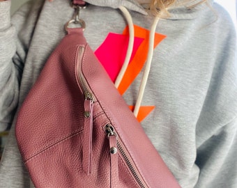 IDA XL shoulder bag leather bag large body leather orange blue