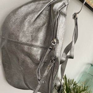 IDA XXL Umhängetasche Tasche Leder Ledertasche Großbody Großbodybag Bad sing funnybag Bronze Silber