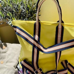JASPER women&#39;s backpack carrying backpack leather lemon yellow bag handbag new 2 in 1