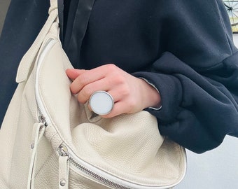 IDA Extra XXL Large Leather Sling Bag Funny Shoulder Bag Sling Slingbag Leather Bag Large Body Bag Fanny Pack Personalized