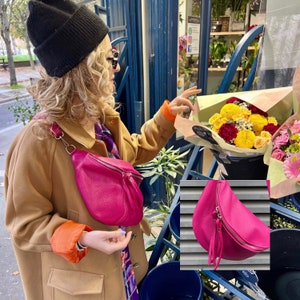 IDA L Umhängetasche Tasche Ledertasche Großbody GroßBodybag Pink