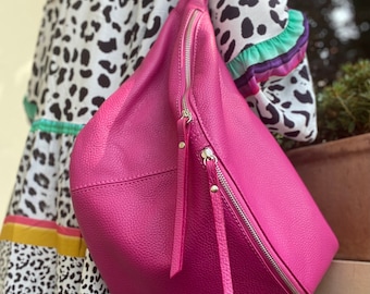 IDA shoulder bag XXL bag leather leather bag sling bag large body bag pink bag large body large body bag casual leather bag handbag