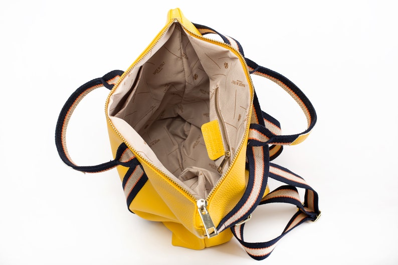JASPER Damen Rucksack Tragerücksack Leder gelb Handtasche neu 2 in 1 Bild 7