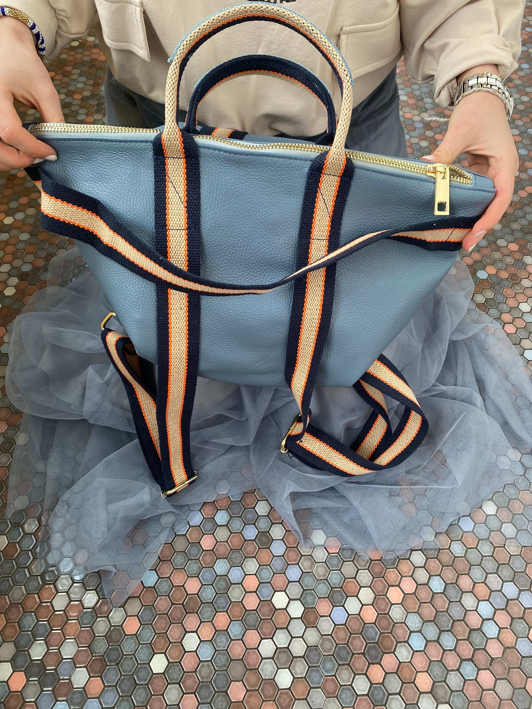 sky bag leather backpack