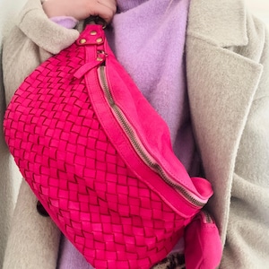 ZOE L shoulder bag bag leather bag large body bag bum bag pink fine buttery soft nappa leather