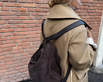 ISABELL Backpack Bag Leather Bag Tote Bag Suede Handbag 3 in 1