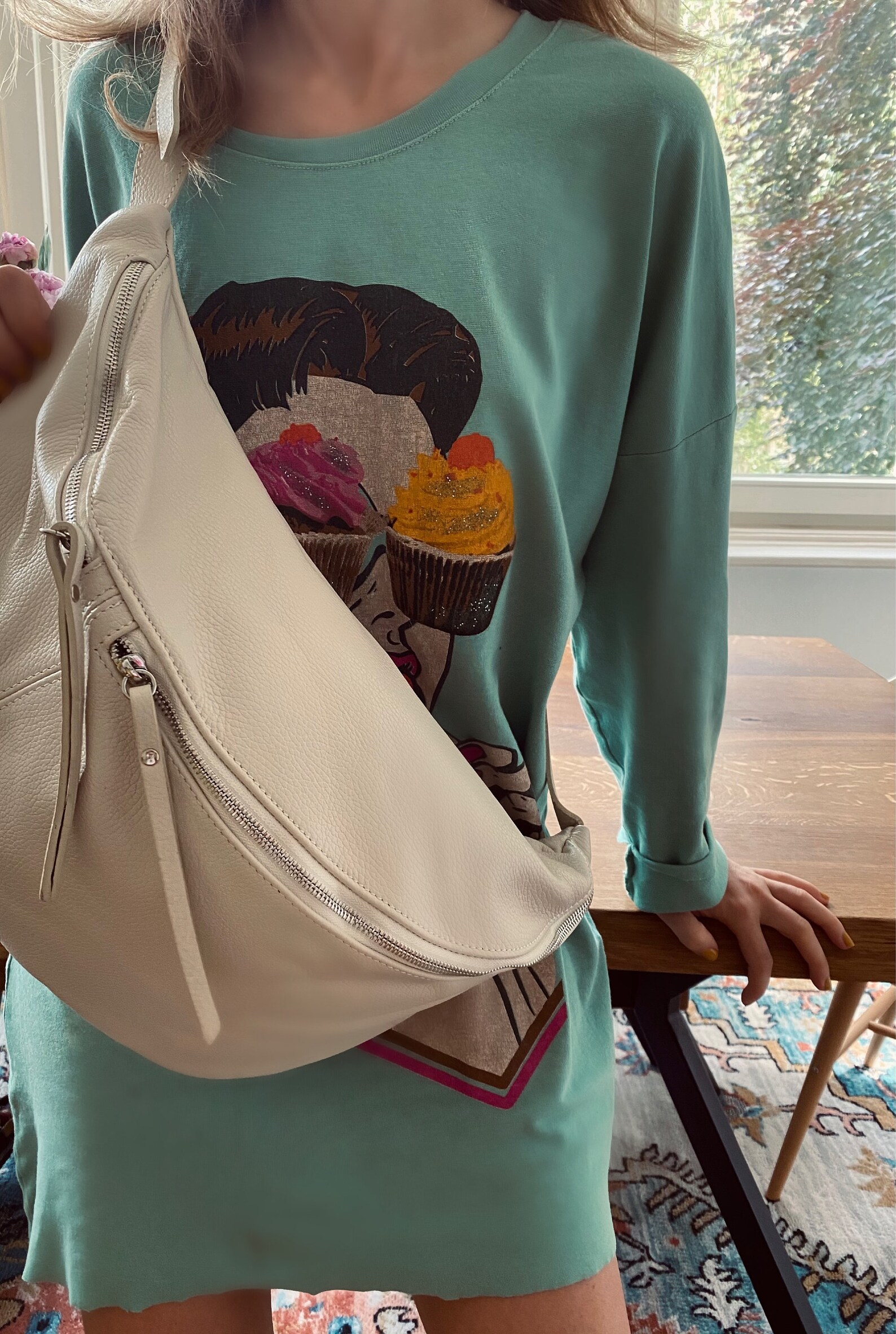 XXL Sling Bag Extra Large Ladies Shoulder Bag Leather Beige Etsy