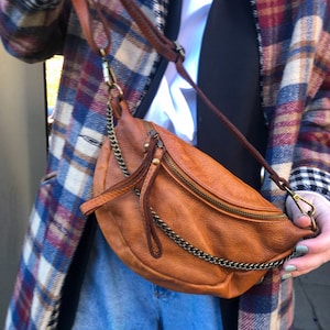 ZOE S ヴィンテージ ナッパレザー ショルダーバッグ レザーバッグ 高級レザーハンドバッグ バッグ ファニーバッグ