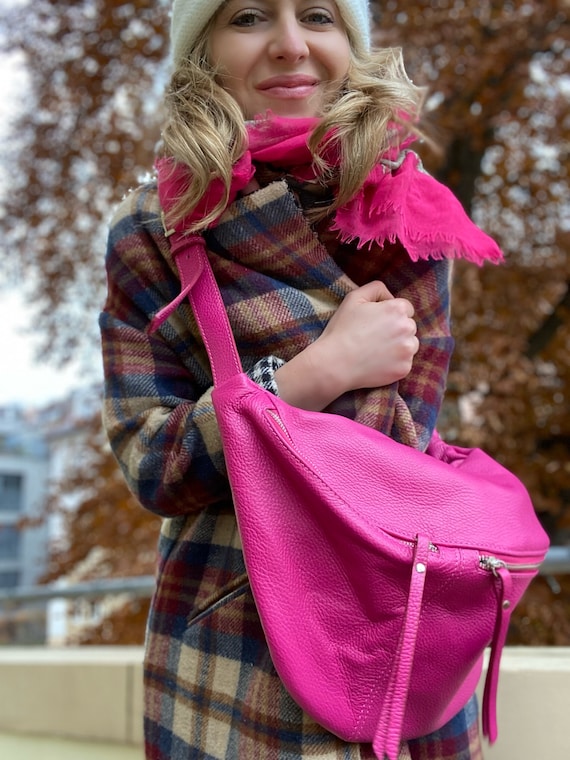 Pink leather bum bag hot sale