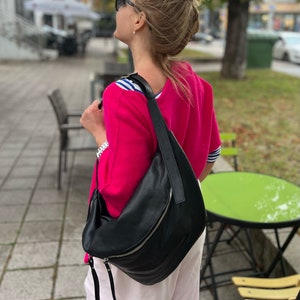 IDA XXL Extra Große Leder Bauchtasche bum bag Umhängetasche Large leather sling bag Halfmoon Bag moon fanny pack  Ledertasche personalisiert
