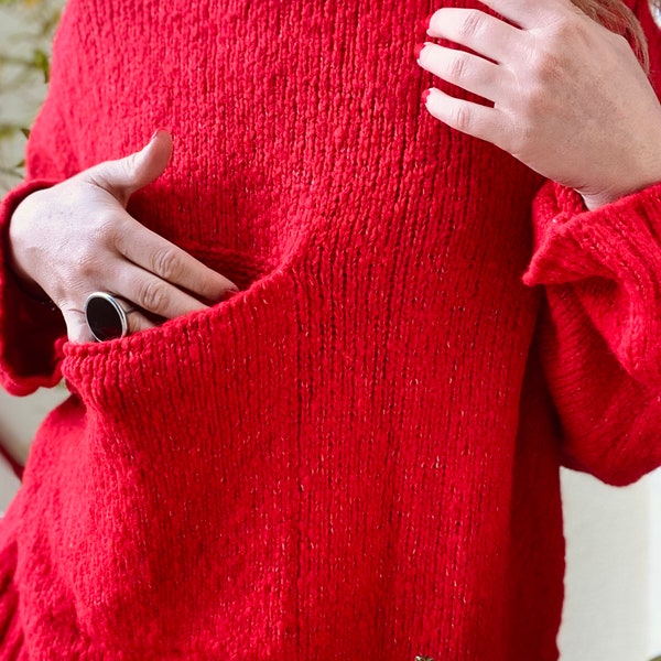 Pullover mit Tasche Strickpullover Pulli Strickpulli super weich und stylisch