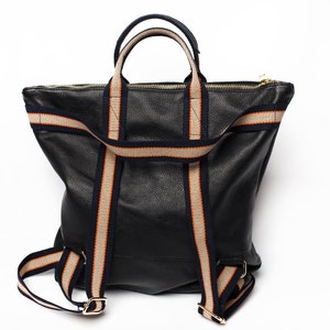 JASPER Rucksack Windel Schultertasche Tragerücksack Leder Handtasche 2 in 1 schwarz Ledertasche Laptop Bag stilistisch außergewöhnlich Bild 7