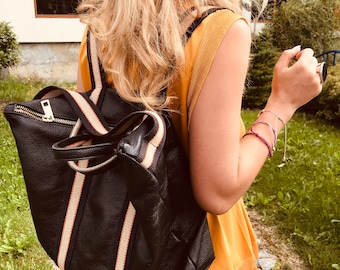 JASPER mochila bandolera para pañales mochila de transporte bolso de cuero 2 en 1 bolso de cuero negro bolso para portátil estilísticamente excepcional