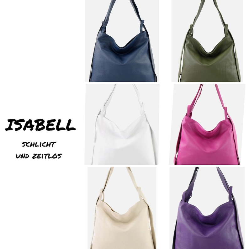 ISABELL leren rugzak shopper functionele en casual handtas leren tas schoudertas minimalistisch 3 in 1 afbeelding 6