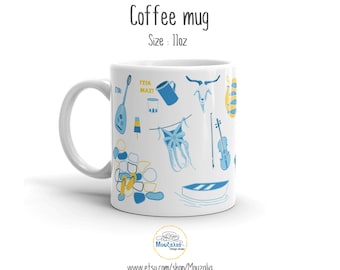 Taza de café de la isla griega hecha en Grecia, taza de cerámica hecha a mano, taza de té, taza de verano, regalos griegos para las mujeres, isla de Grecia, diseños de tazas de café