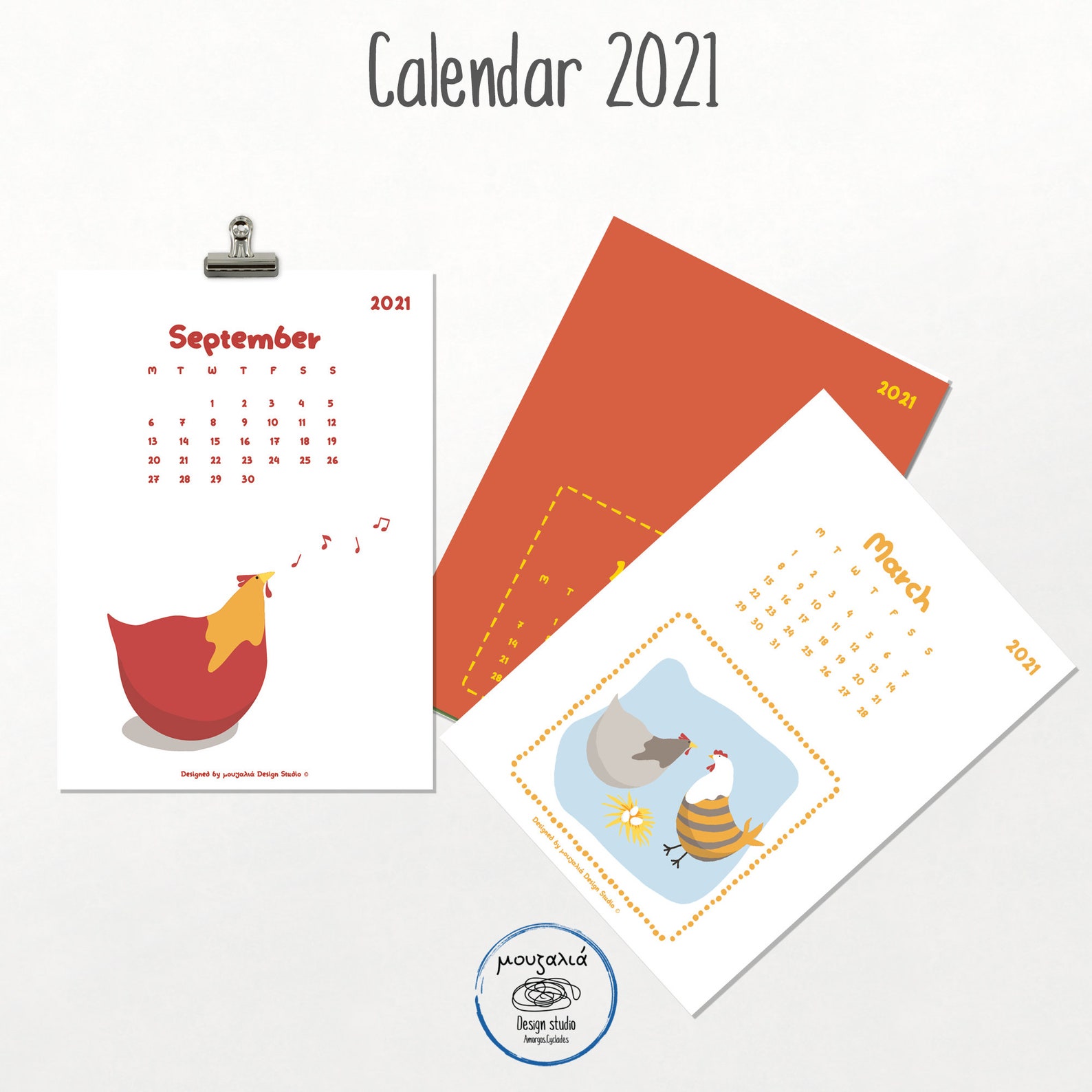 Chicken calendar kids calendar printable monthly calendar Etsy