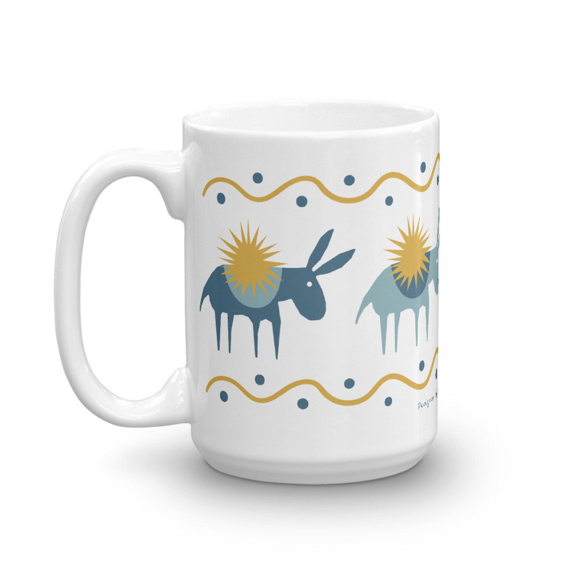 Blue donkey coffee mug ceramic printed mug for kids donkey Etsy