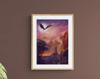 The Fourth Wing inspired Print Dragon fighter warrior woman