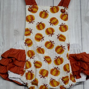 Pumpkin Romper: Handmade Cotton Thanksgiving Outfit