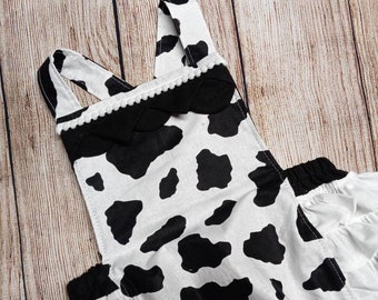 Cow Print Romper: Ruffle Trim, 100% Cotton Baby Costume