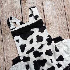 Cow black and white romper, cotton romper, cowprint, animal print romper, 100% cotton romper toddler cow romper, cow costume, baby cow