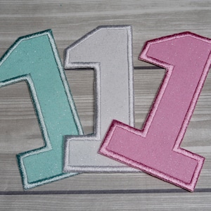 Glitter Number Iron On Patch: 5.5&quot; Cotton Applique
