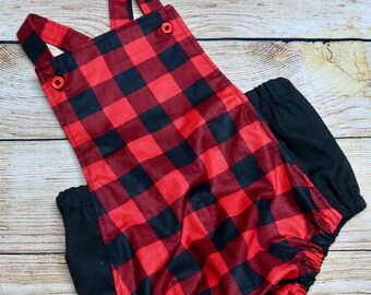 Christmas Buffalo Plaid Romper: Lumberjack Outfit, Matching Family Prints