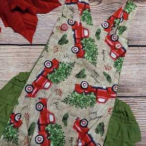 Romper camión de granja, romper verde, romper bebé, ropa de una pieza, romper de Navidad, romper bebé, romper bebé de vacaciones, volantes de romper del niño
