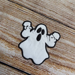 3 inch Ghost patch, ghost Iron on patch, white ghost Iron on patch, sew on patch, Halloween ghost