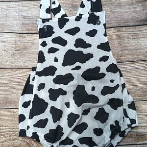 Cow black and white romper, cotton romper, cowprint, animal print romper, 100% cotton romper toddler cow romper, cow costume, baby cow