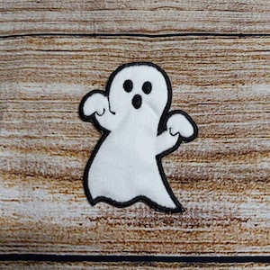Ghost patch, Ghost Iron on patch, friendly Ghost Iron on patch, easy application patch. 3 x 2.5 inch