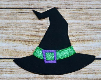 Large Witch Hat Patch, Glitter Canvas Appliqué