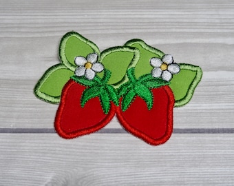 Strawberry Appliqué Patch: Embroidered Cotton, Iron On or Sew On