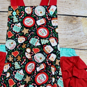 Christmas Baby Romper: Hot Cocoa & Cookies Print, Toddler Outfit