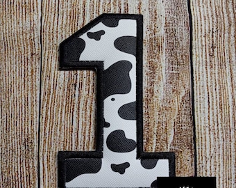 Cow iron on patch, first birthday iron on patch, cow print iron on patch, appliqué iron on patch, easy application iron on birthday patch
