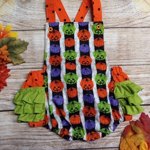Multi-Color Pumpkin Romper: Baby Halloween Costume, 100% Cotton