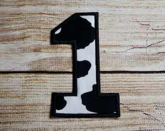Cow iron on patch, first birthday iron on patch, cow print iron on patch, appliqué iron on patch, easy application iron on birthday patch
