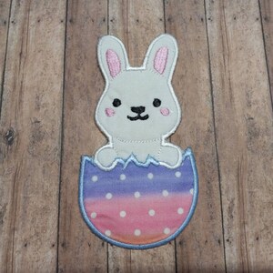 Bunny Iron On Patch: Easter Egg Appliqué (3x5.5 Inches)