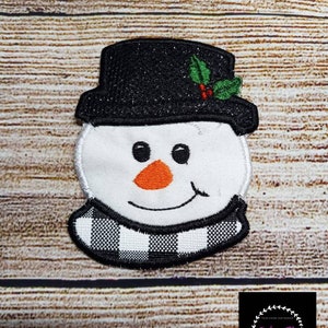雪だるまのアイロン接着アップリケパッチ：刺繍のクリスマスデコレーション
