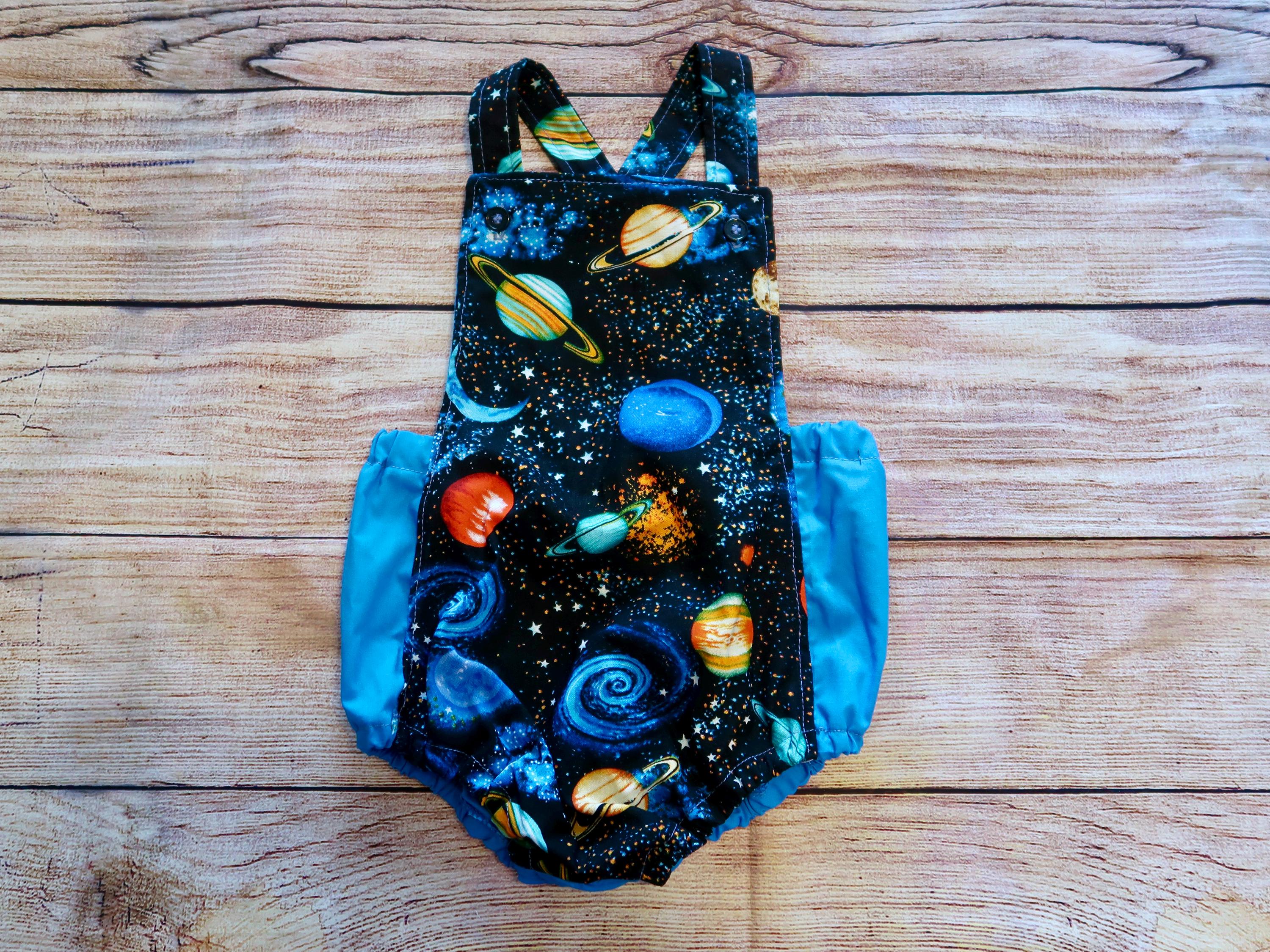 Galaxy Romper: Handmade Planets Cotton Cake Smash Outfit