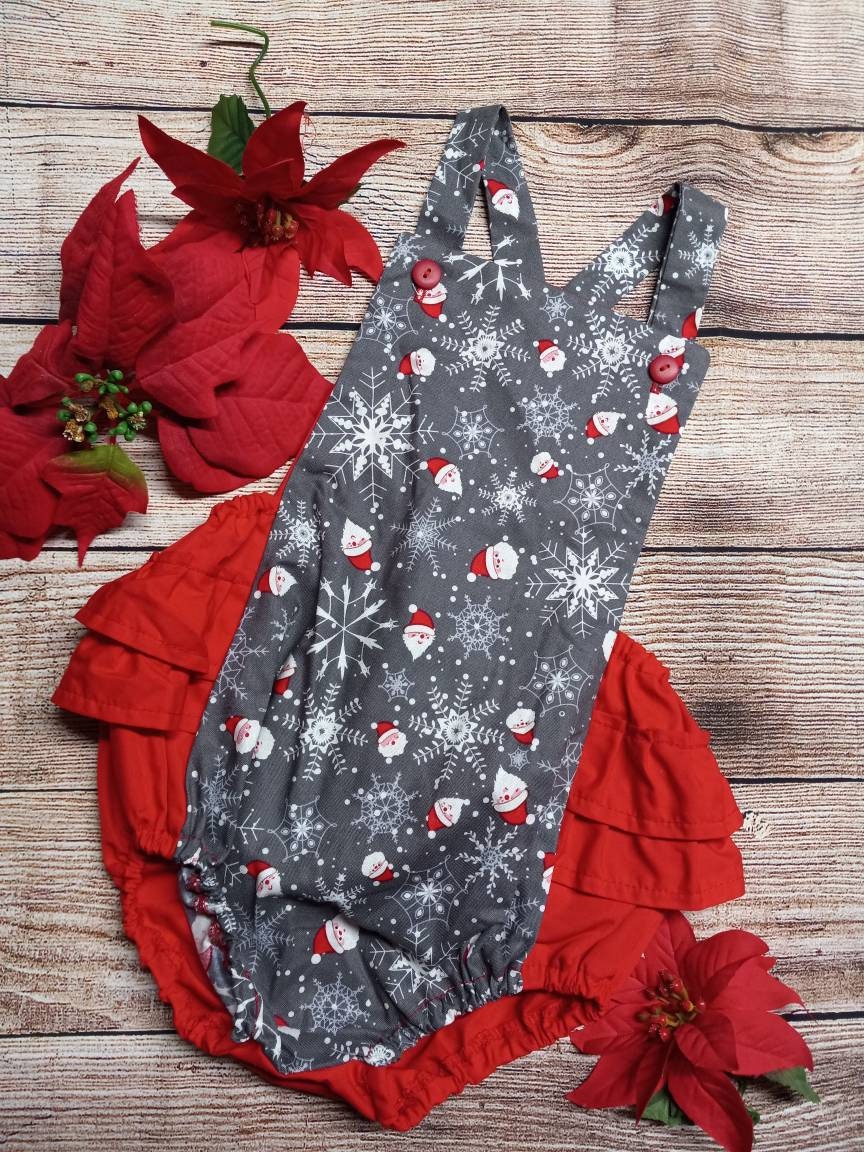 Santa Romper and snowflake romper Christmas romper santa Etsy