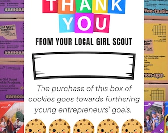 Girl Scout Cookie Thank You Card: Fill-In Gift Tag (Digital Download)
