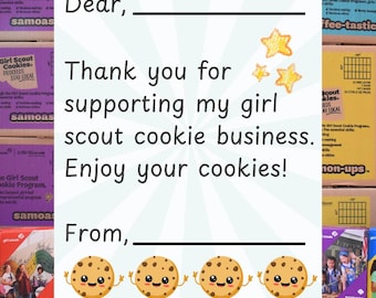Girl Scout Cookie Thank You Card: Fill-In, Printable (Digital Download)
