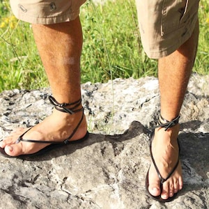 ベアフットレザーサンダル/フレキシブルメンズサンダル/ミニマリストポケットメンズサンダル/ランニングトレッキングメンズサンダル（レース付き） - CHASQUI メンズ