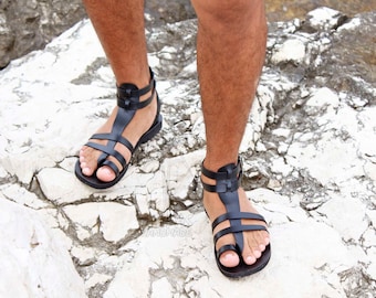 Leather Gladiator Sandals – Greek Roman Style, Ankle Strap Toe Ring - Fascination