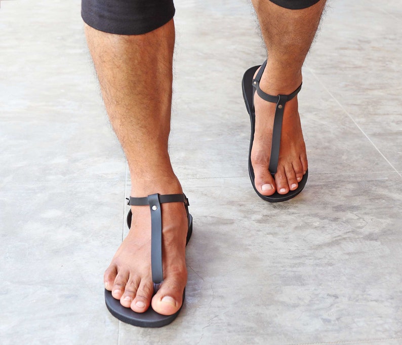Sexy Men Thongs Leather Sandals Gay Barefoot Sandals Greek Etsy