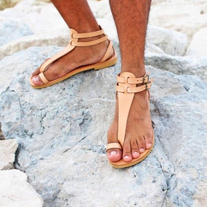 M.V. - Men&#39;s leather sandals, gladiator sandals, Roman men sandals, trendy men sandals